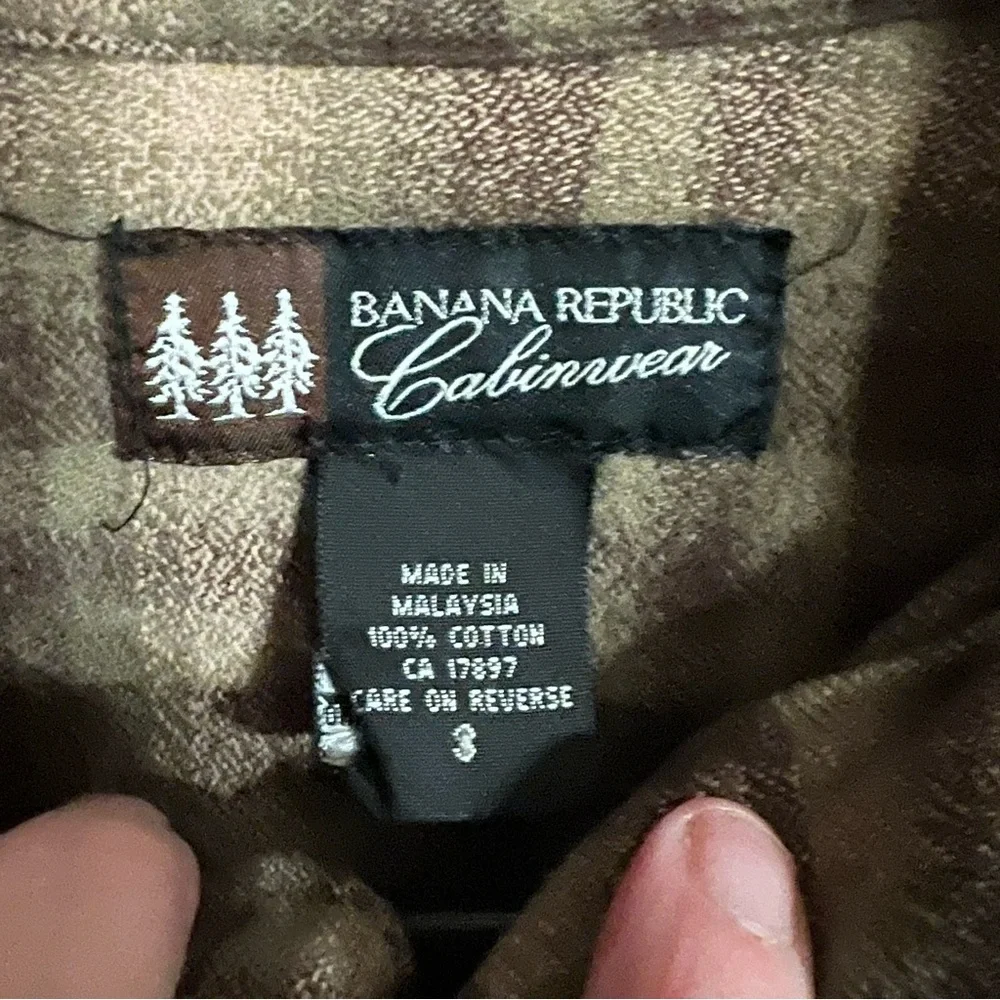 Banana Republic Cabinwear Flannel Plaid Button Down Shirt Men's Size Small